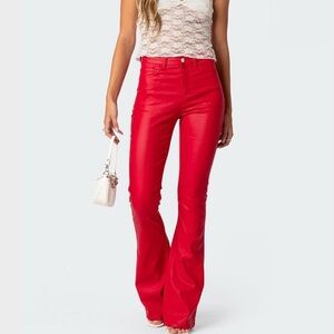 Edikted Red Leather Pants